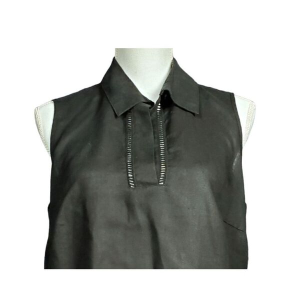 Chico's Top Size Small Black 100% Linen Sleeveless Lagenlook  Neutral Minimalist - Picture 3 of 7